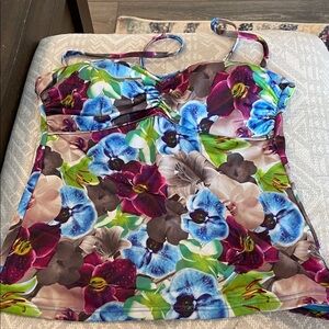 La Vie En Rose Aqua Floral Swim Top